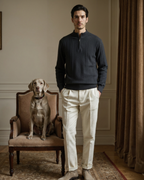 Pull côtelé 100 % cachemire à demi-zip – vue 8