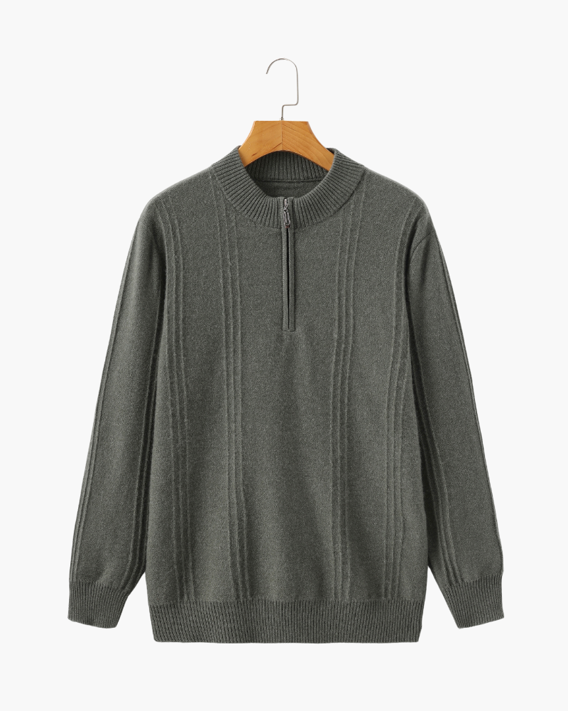 Pull côtelé 100 % cachemire à demi-zip – vue 17