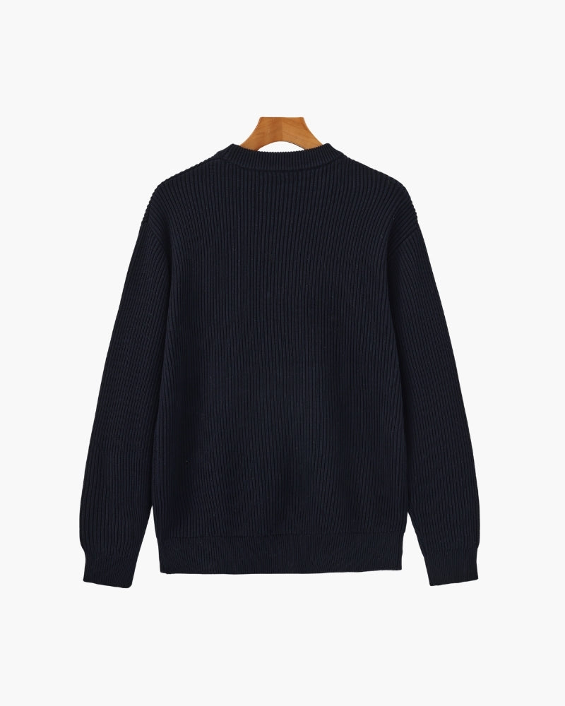 Pull col rond en maille côtelée – vue 2