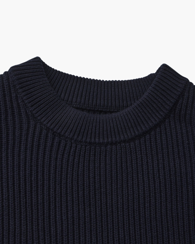 Pull col rond en maille côtelée – vue 3