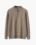 Pull côtelé 100 % cachemire à demi-zip – vue 3