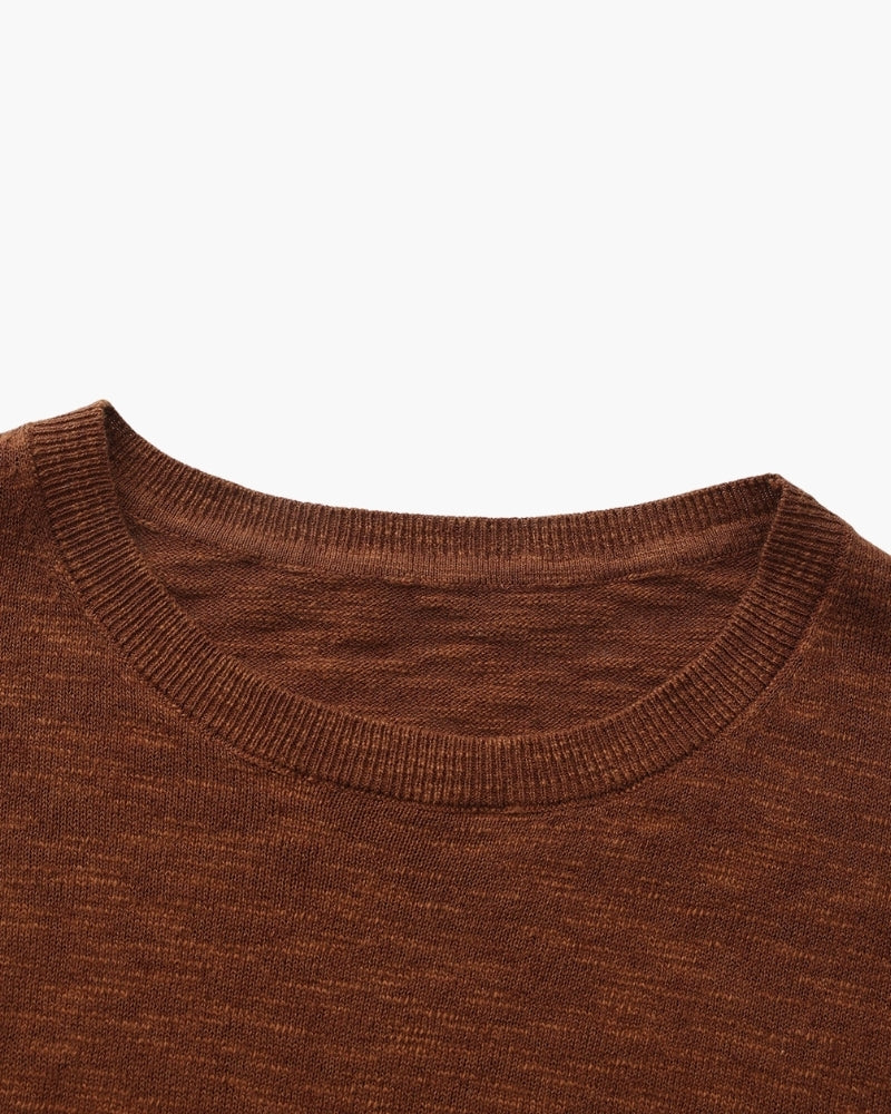 Pull essentiel col rond en lin et coton – vue 12