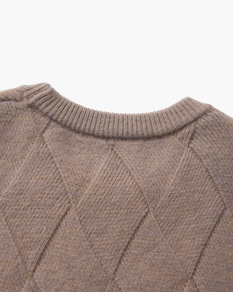 Pull col rond en maille losange – vue 12