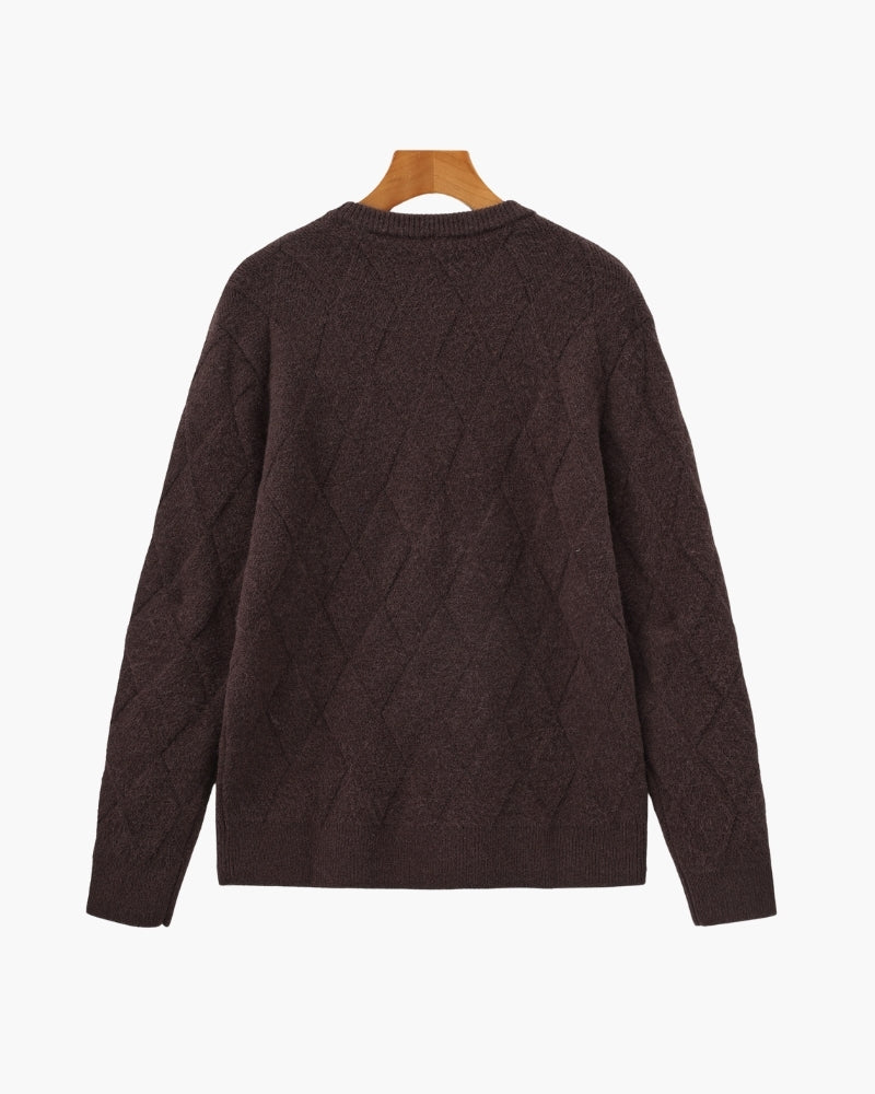 Pull col rond en maille losange – vue 17