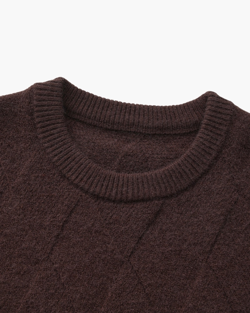 Pull col rond en maille losange – vue 18