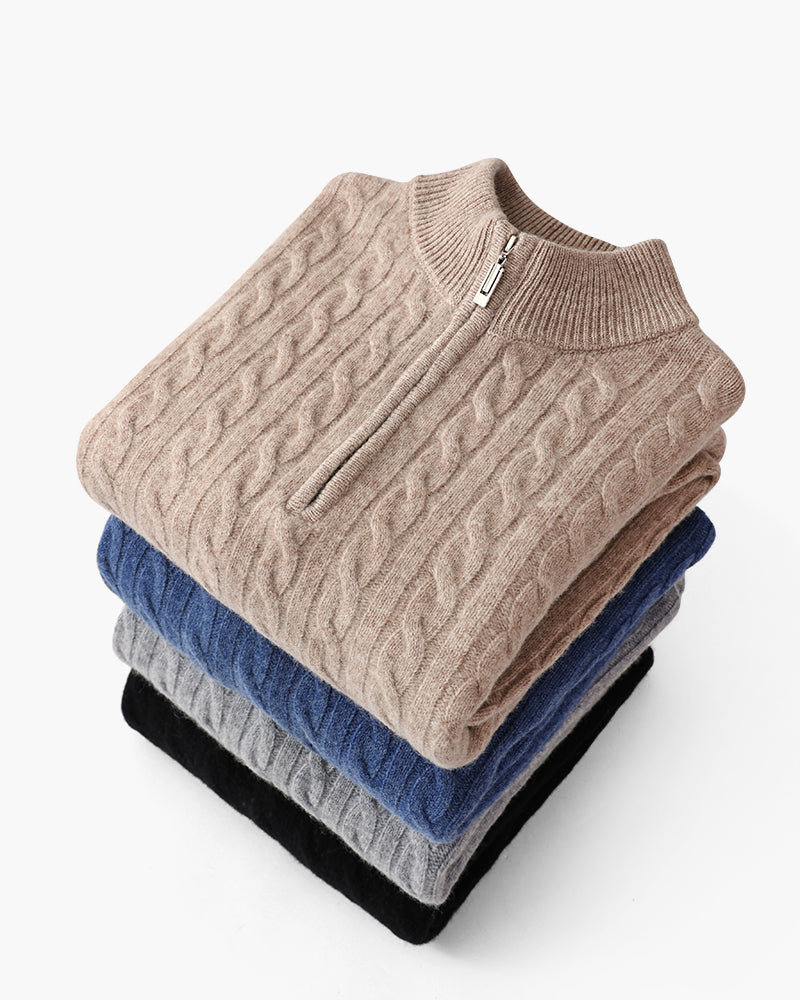 Pull tissé 100 % cachemire à demi-zip – vue 7