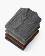Pull côtelé 100 % cachemire à demi-zip – vue 16