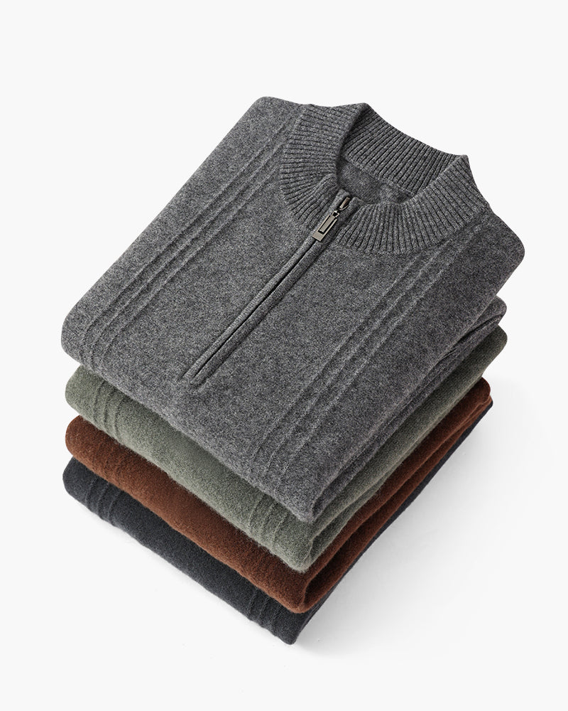 Pull côtelé 100 % cachemire à demi-zip – vue 16