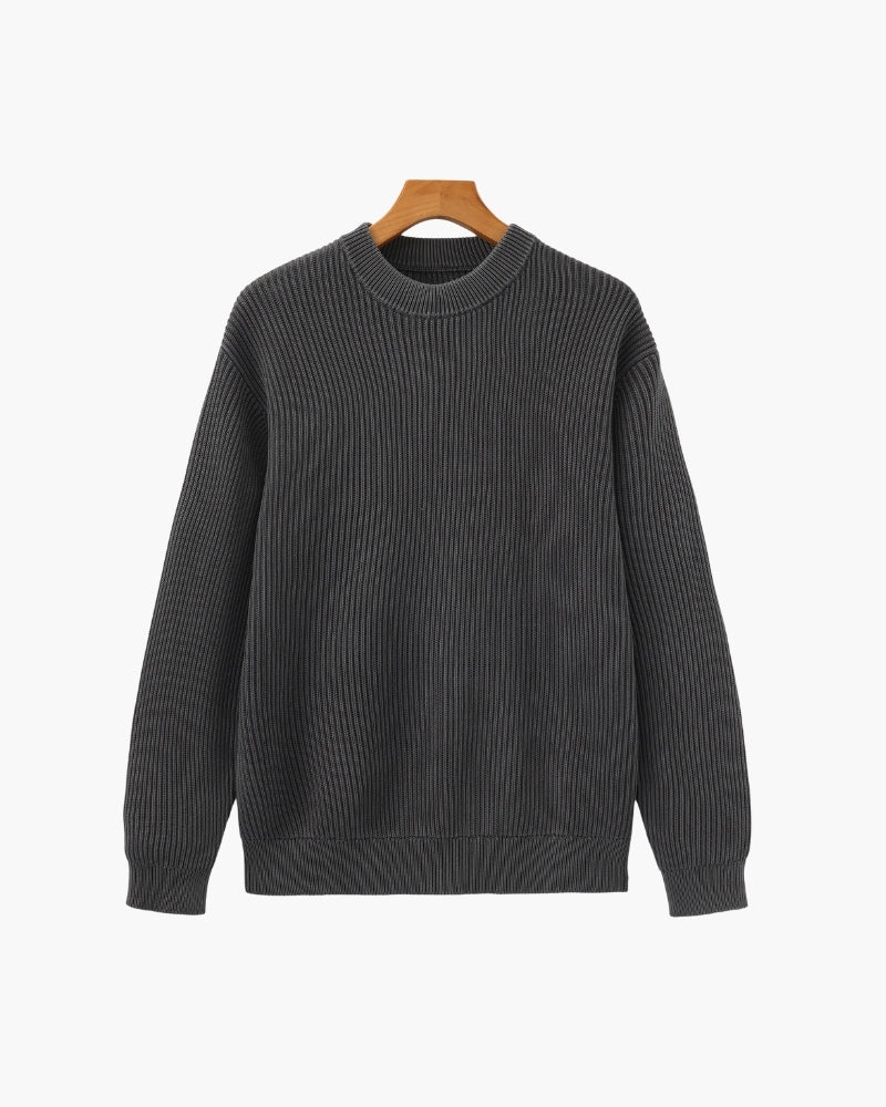 Pull col rond en maille côtelée – vue 7