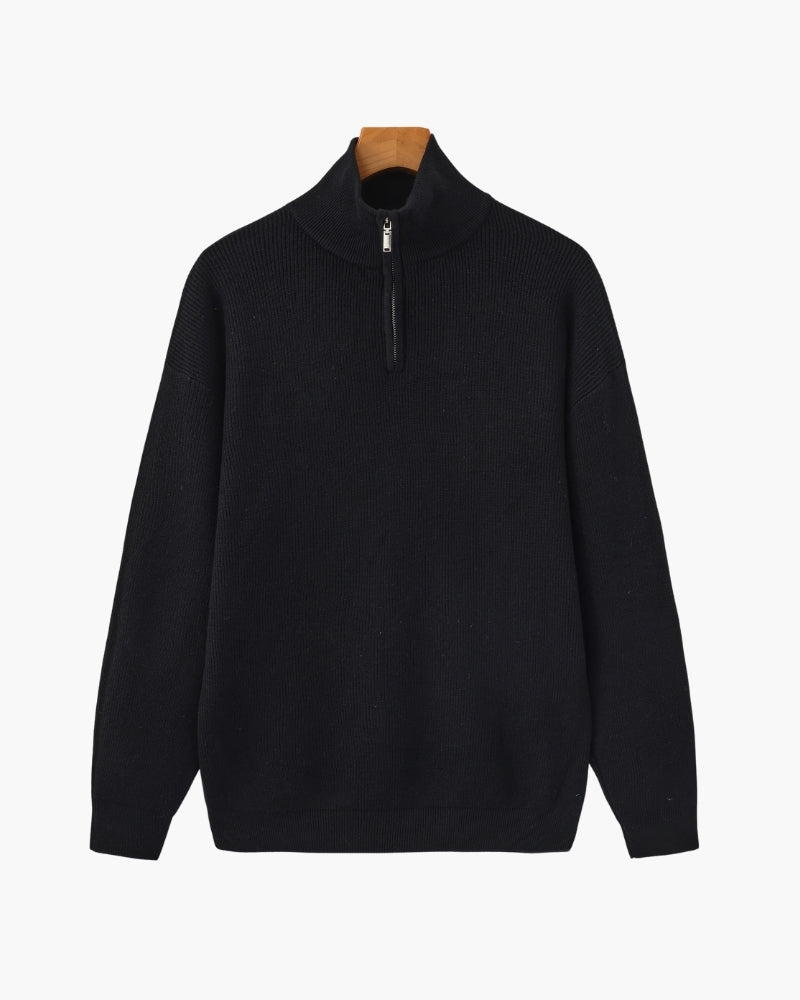 Pull raffiné en maille à demi-zip – vue 1