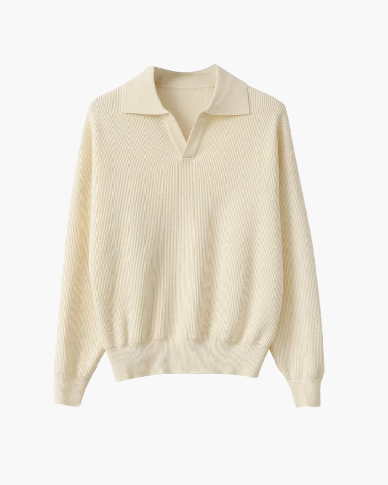 Pull polo texturé en maille – vue 3
