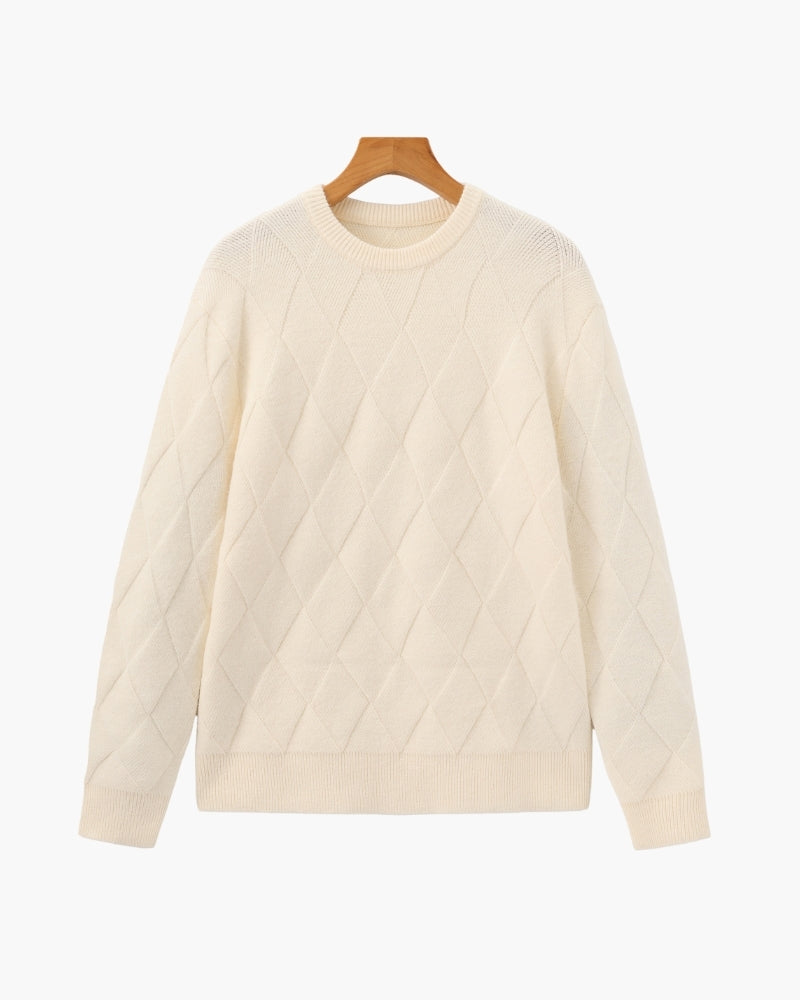 Pull col rond en maille losange – vue 1