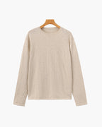 Pull essentiel col rond en lin et coton – vue 1