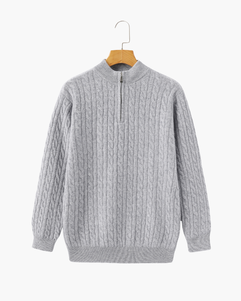 Pull tissé 100 % cachemire à demi-zip – vue 8