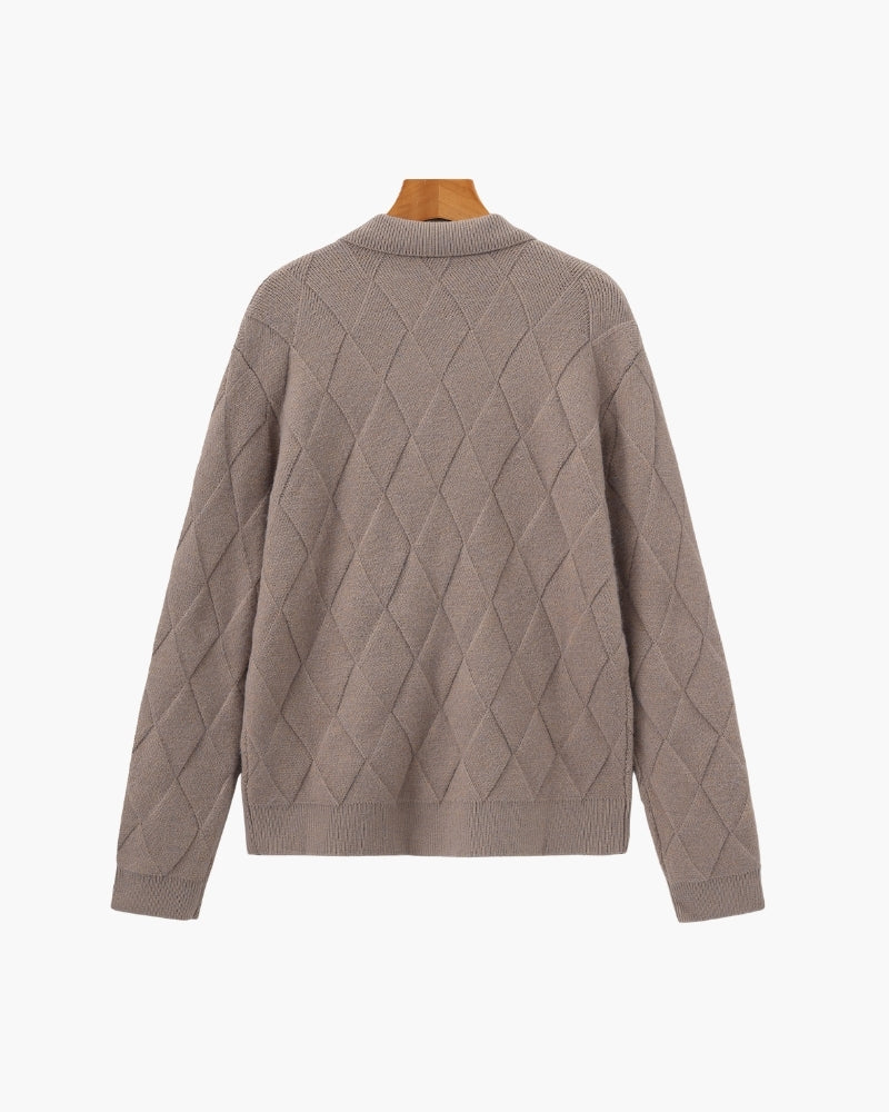 Cardigan Heritage zippé en maille losange – vue 3