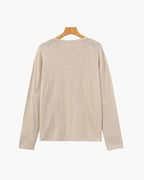 Pull essentiel col rond en lin et coton – vue 4