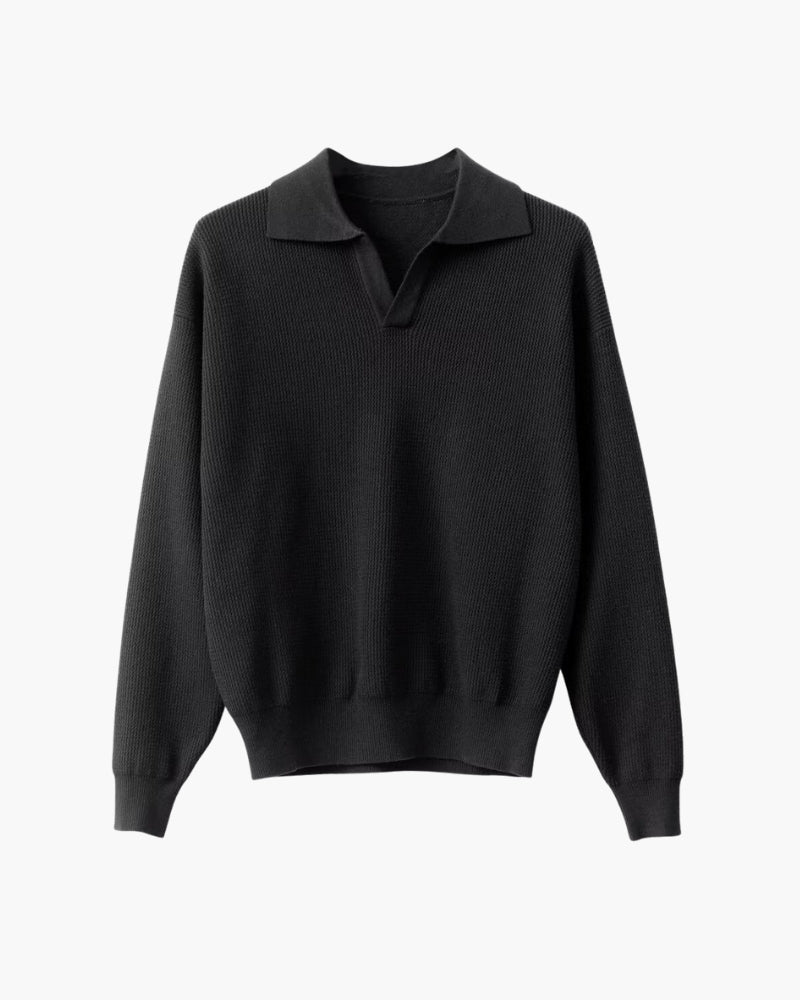 Pull polo texturé en maille – vue 5