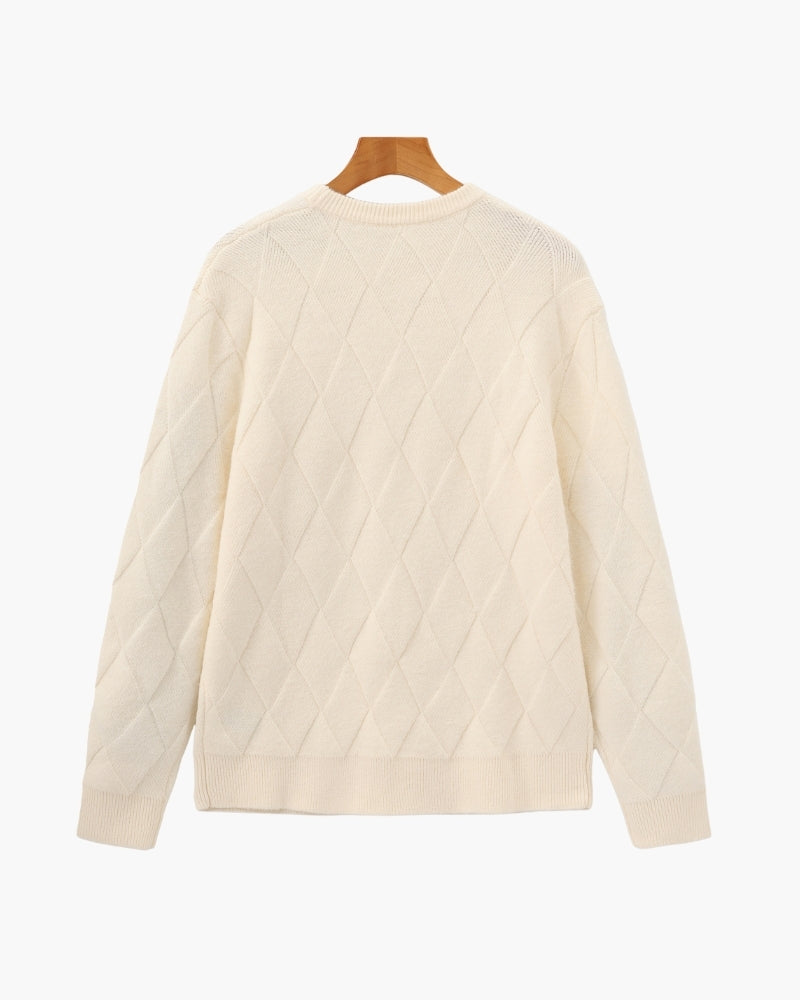 Pull col rond en maille losange – vue 2