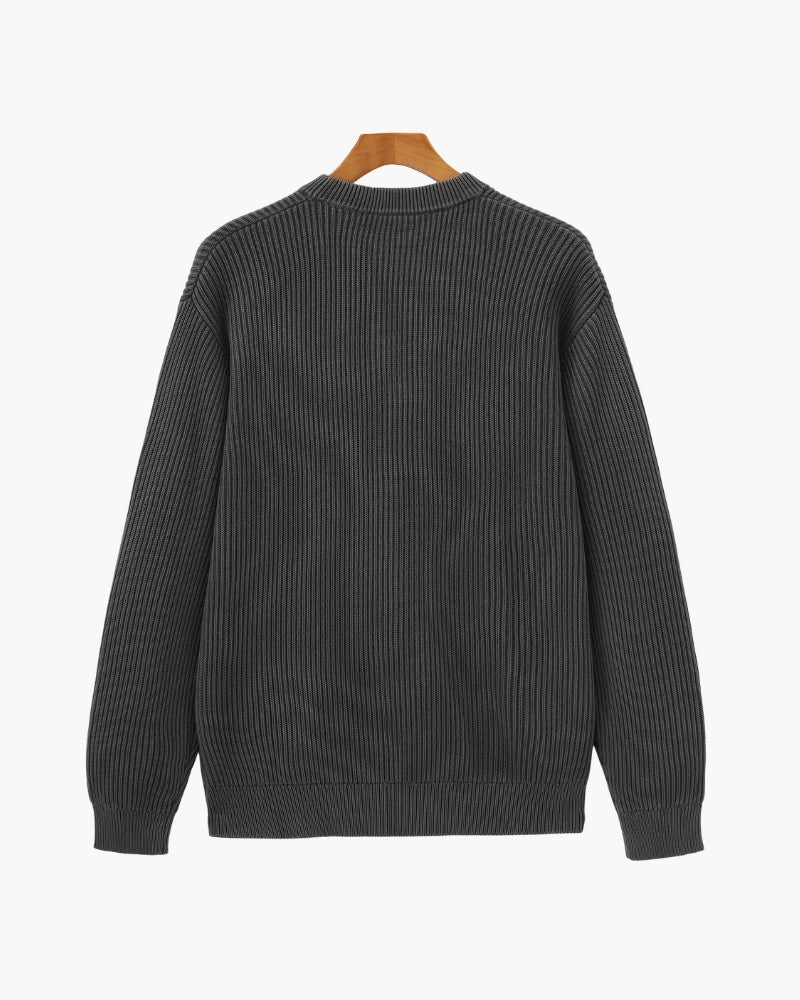 Pull col rond en maille côtelée – vue 8