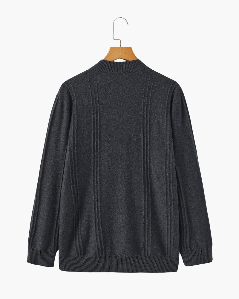 Pull côtelé 100 % cachemire à demi-zip – vue 10