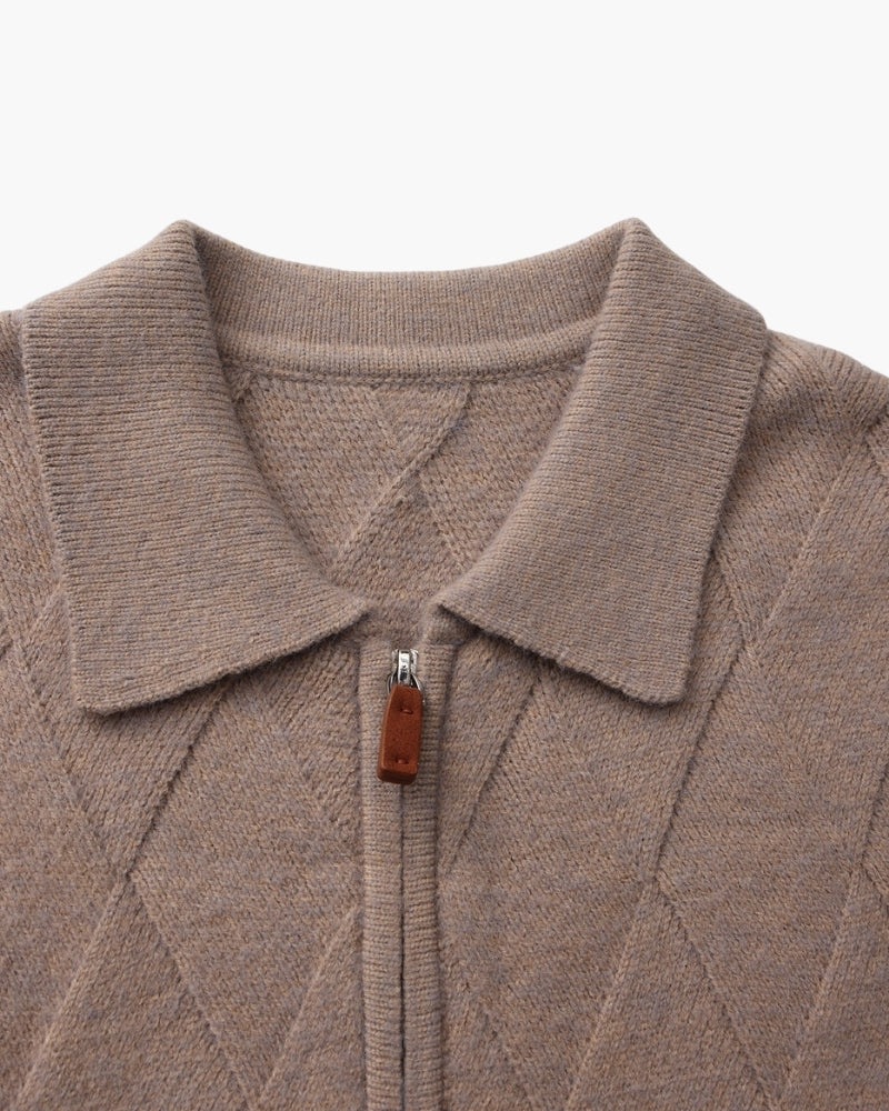 Cardigan Heritage zippé en maille losange – vue 4