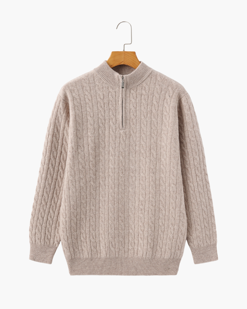 Pull tissé 100 % cachemire à demi-zip – vue 2