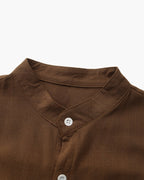 Chemise homme à col mandarin en coton texturé, coupe décontractée – vue 6