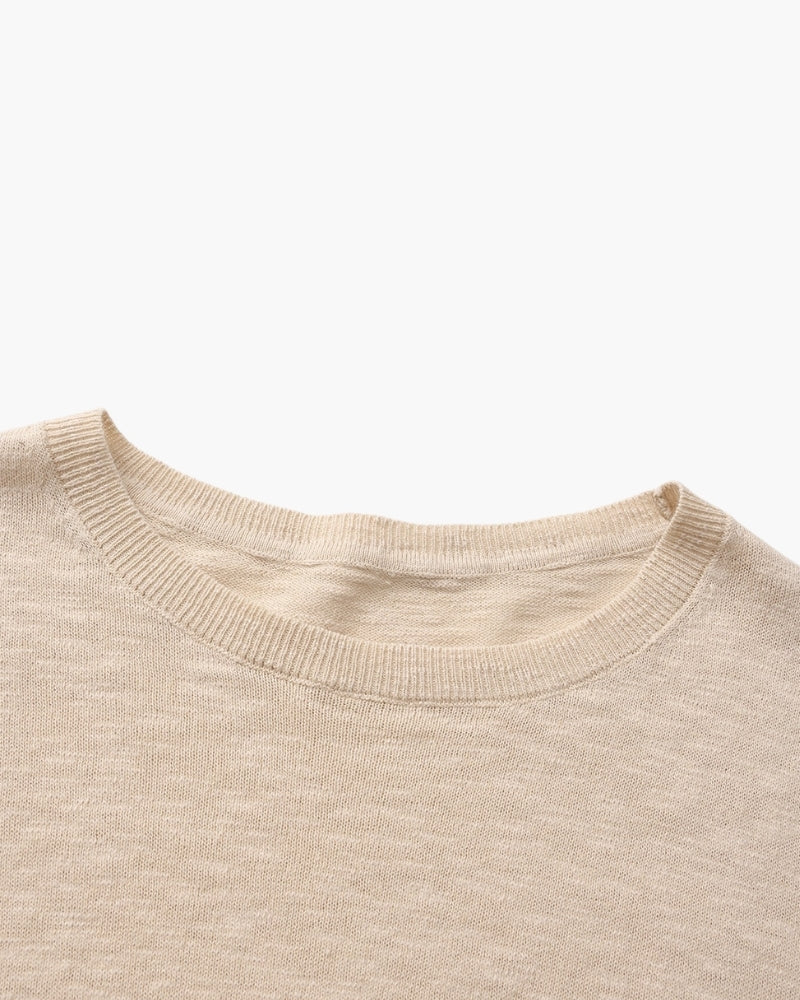 Pull essentiel col rond en lin et coton – vue 5