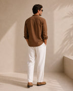 Chemise homme à col mandarin en coton texturé, coupe décontractée – vue 11