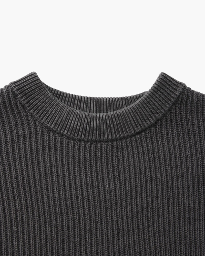 Pull col rond en maille côtelée – vue 9