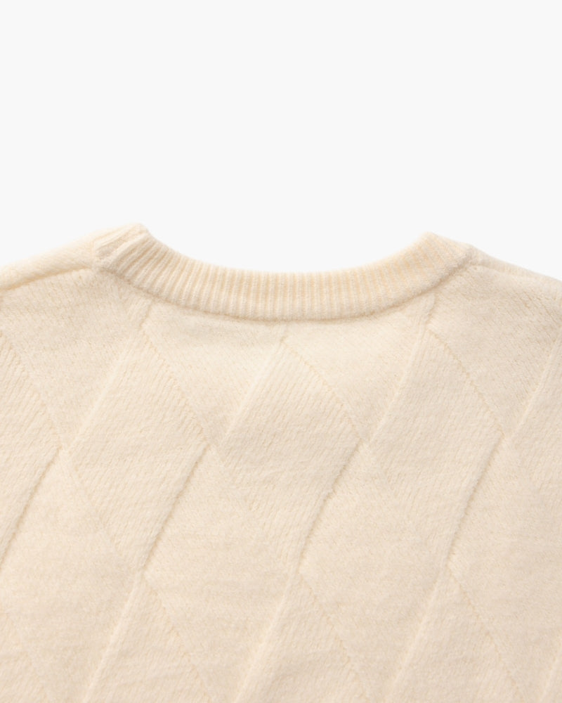 Pull col rond en maille losange – vue 4