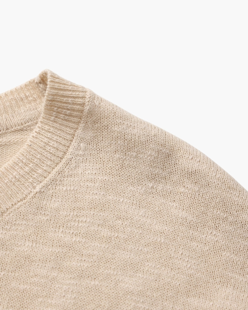 Pull essentiel col rond en lin et coton – vue 6