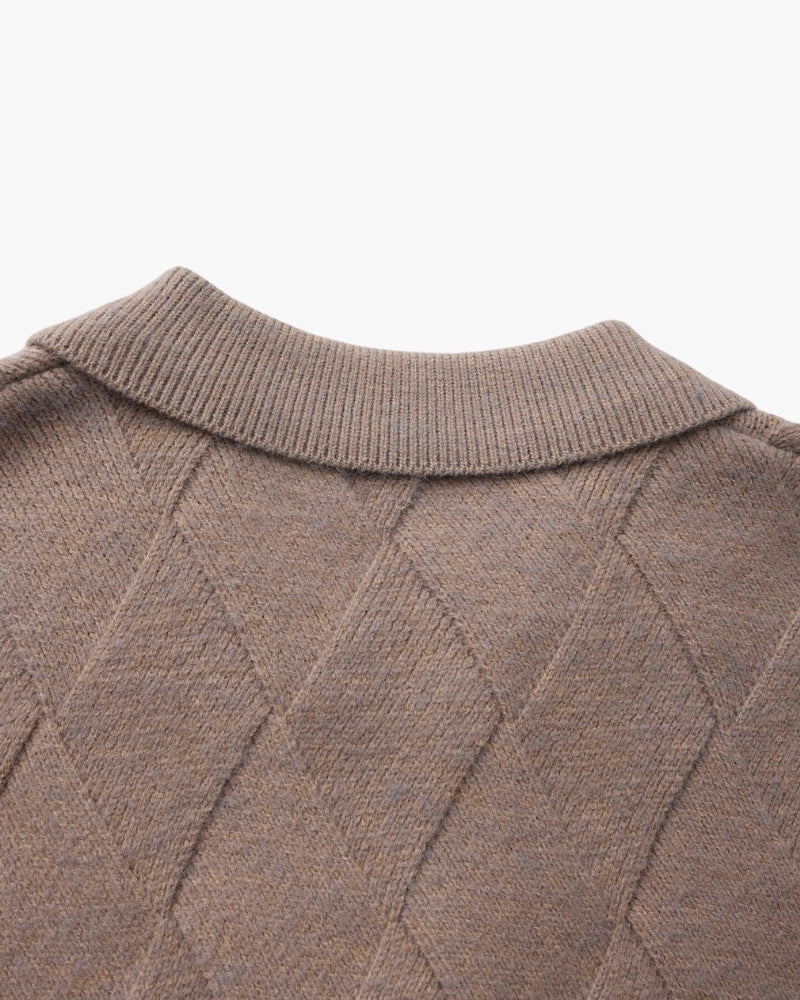 Cardigan Heritage zippé en maille losange – vue 6
