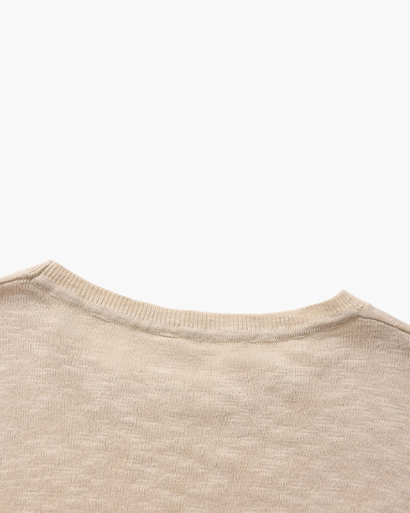Pull essentiel col rond en lin et coton – vue 7