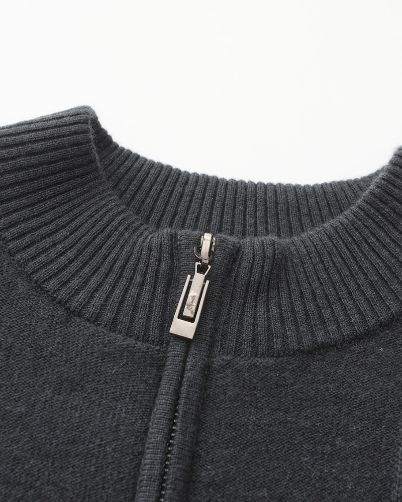 Pull côtelé 100 % cachemire à demi-zip – vue 11
