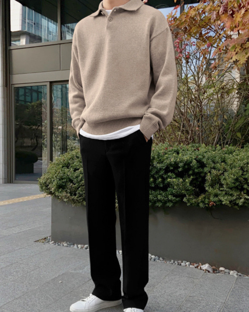 Pull en laine à boutons et demi-zip – vue 2