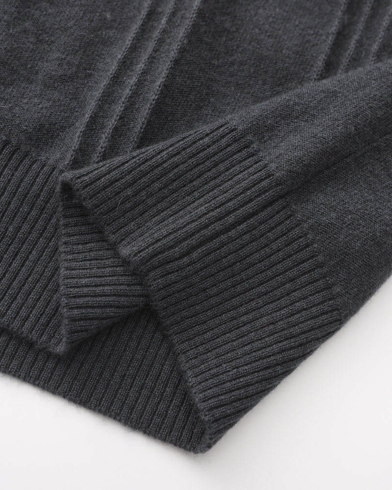 Pull côtelé 100 % cachemire à demi-zip – vue 12