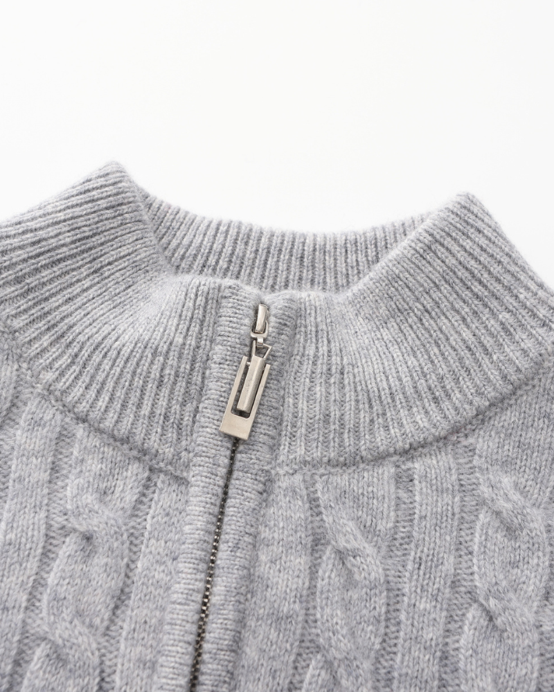 Pull tissé 100 % cachemire à demi-zip – vue 10