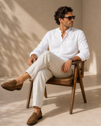 Chemise homme à col mandarin en coton texturé, coupe décontractée – vue 15