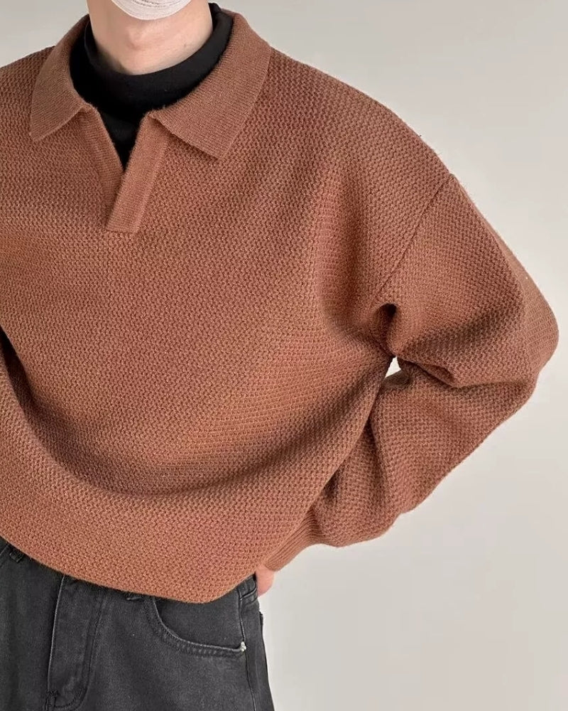 Pull polo texturé en maille – vue 4