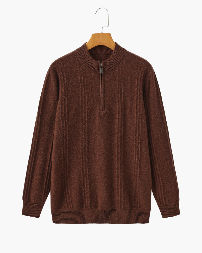 Pull côtelé 100 % cachemire à demi-zip – vue 14