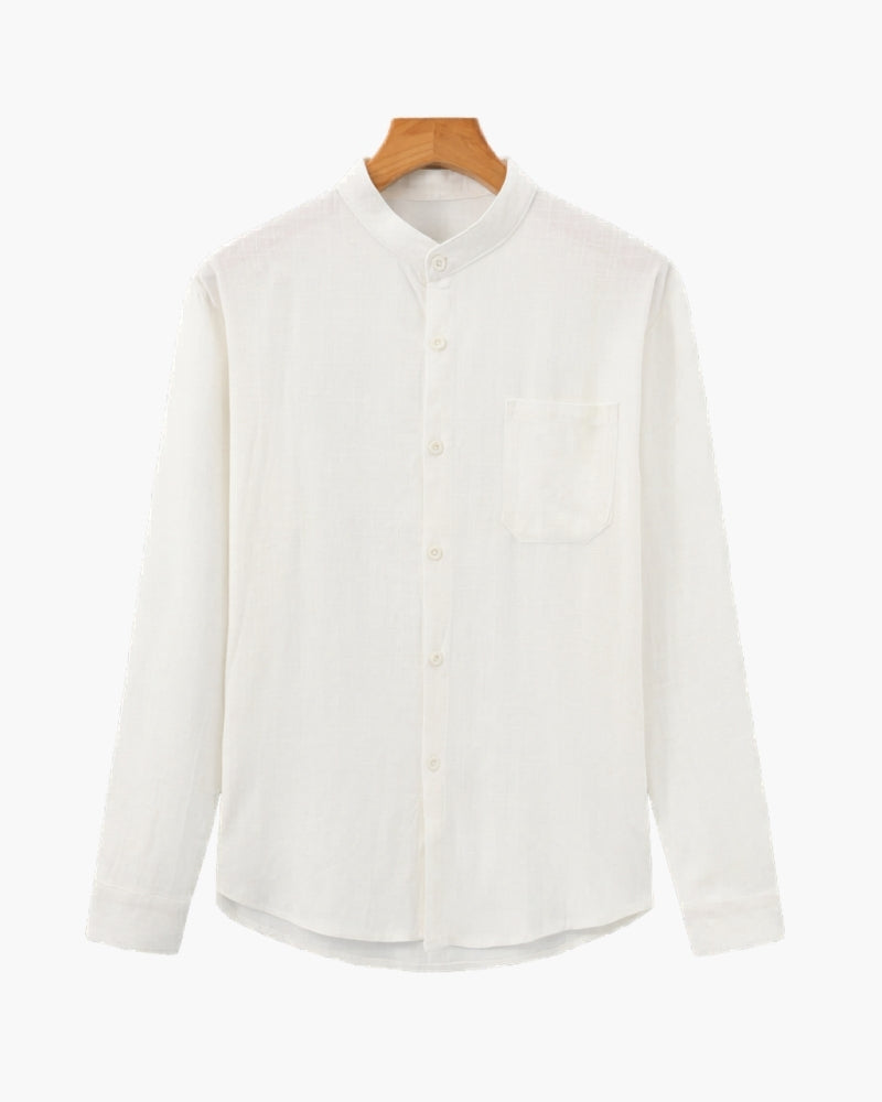Chemise homme à col mandarin en coton texturé, coupe décontractée – vue 12