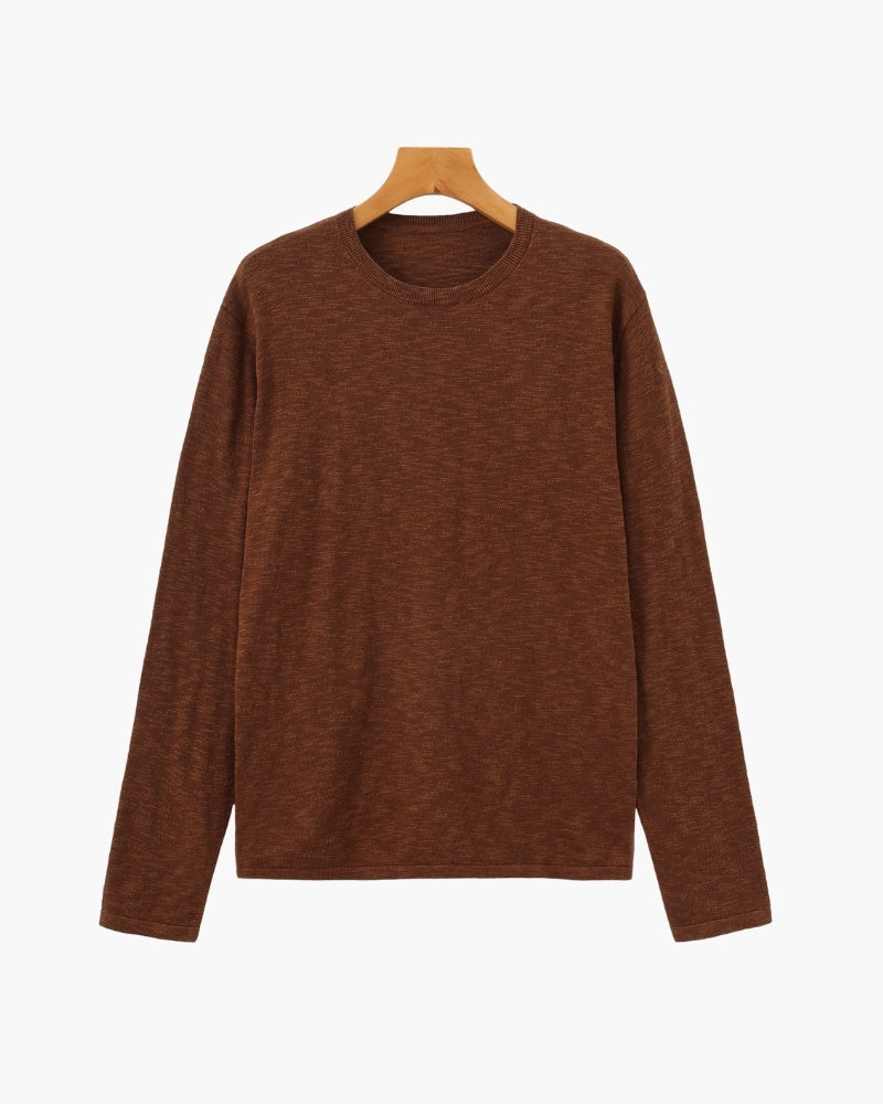 Pull essentiel col rond en lin et coton – vue 2