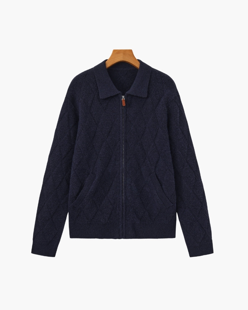 Cardigan Heritage zippé en maille losange – vue 2