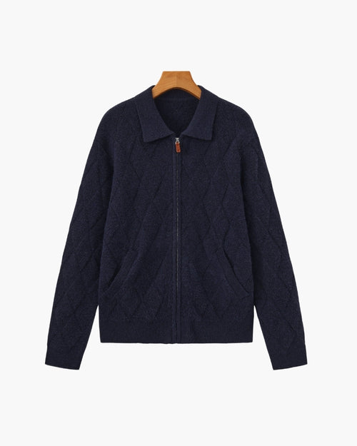 Cardigan Heritage zippé en maille losange – vue 2