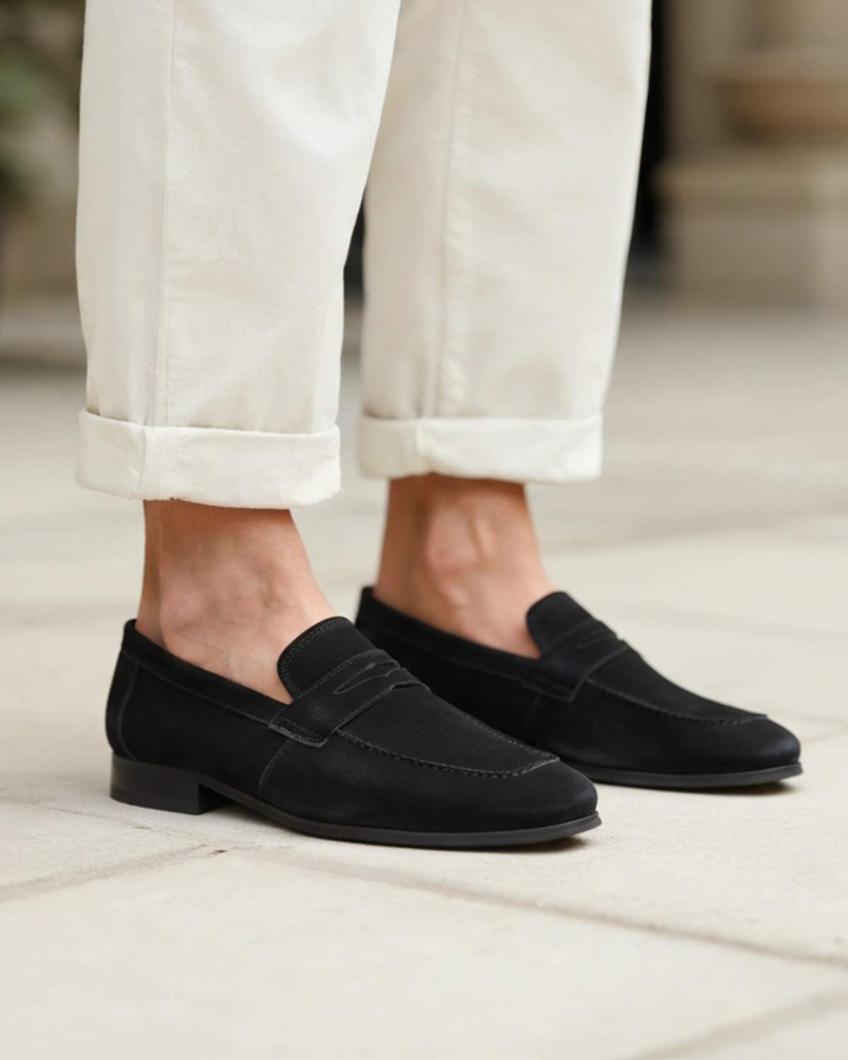 Mocassins penny en daim – vue 1