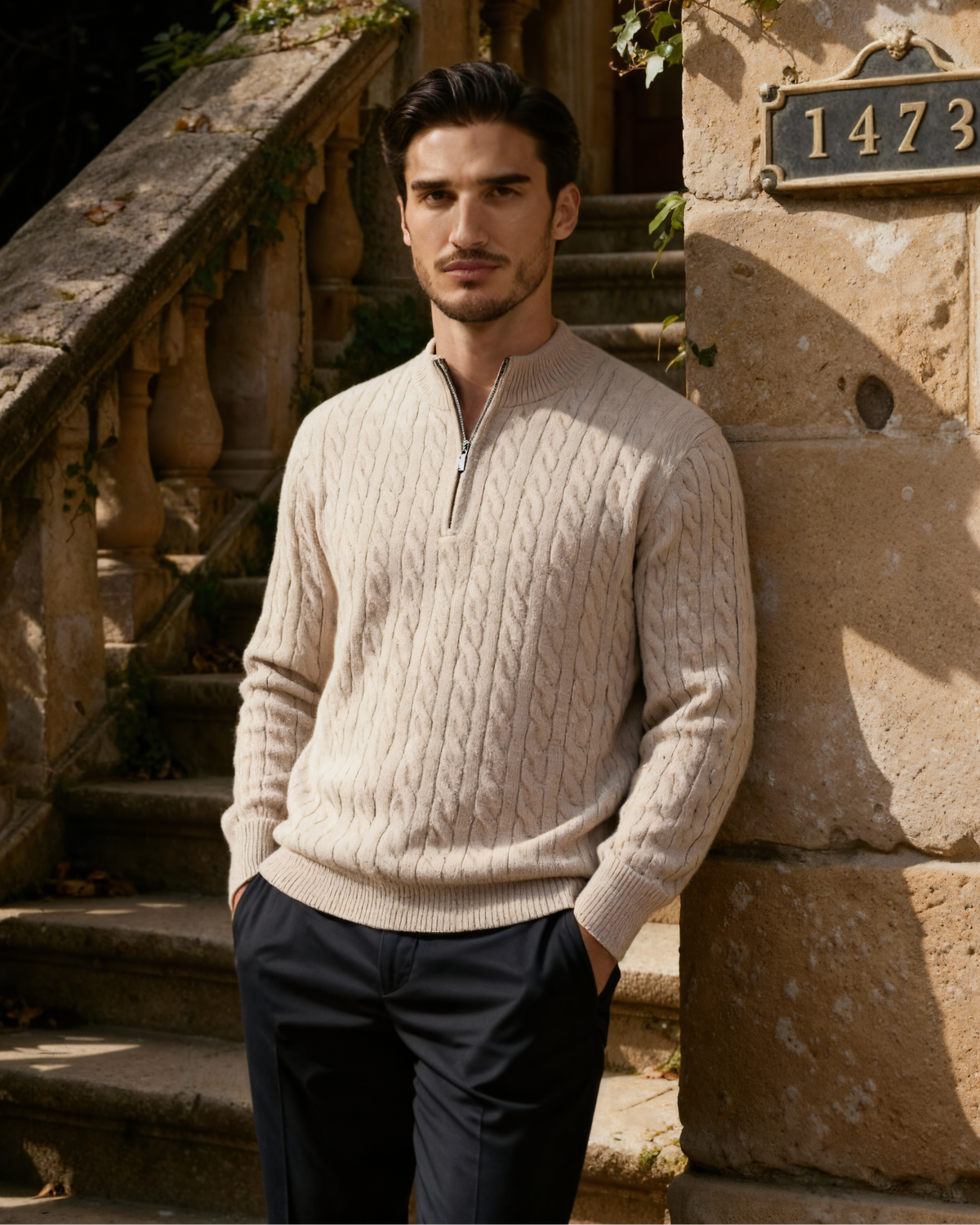 Pull tissé 100 % cachemire à demi-zip – vue 5