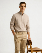 Pull tissé 100 % cachemire à demi-zip – vue 3