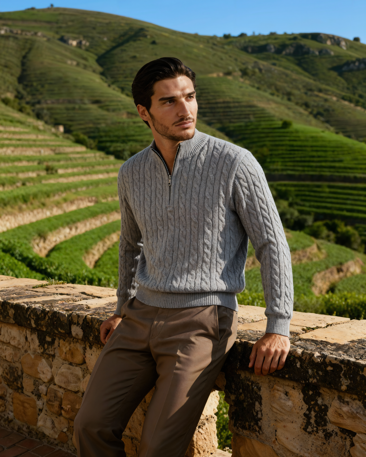 Pull tissé 100 % cachemire à demi-zip – vue 11