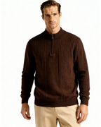 Pull côtelé 100 % cachemire à demi-zip – vue 18